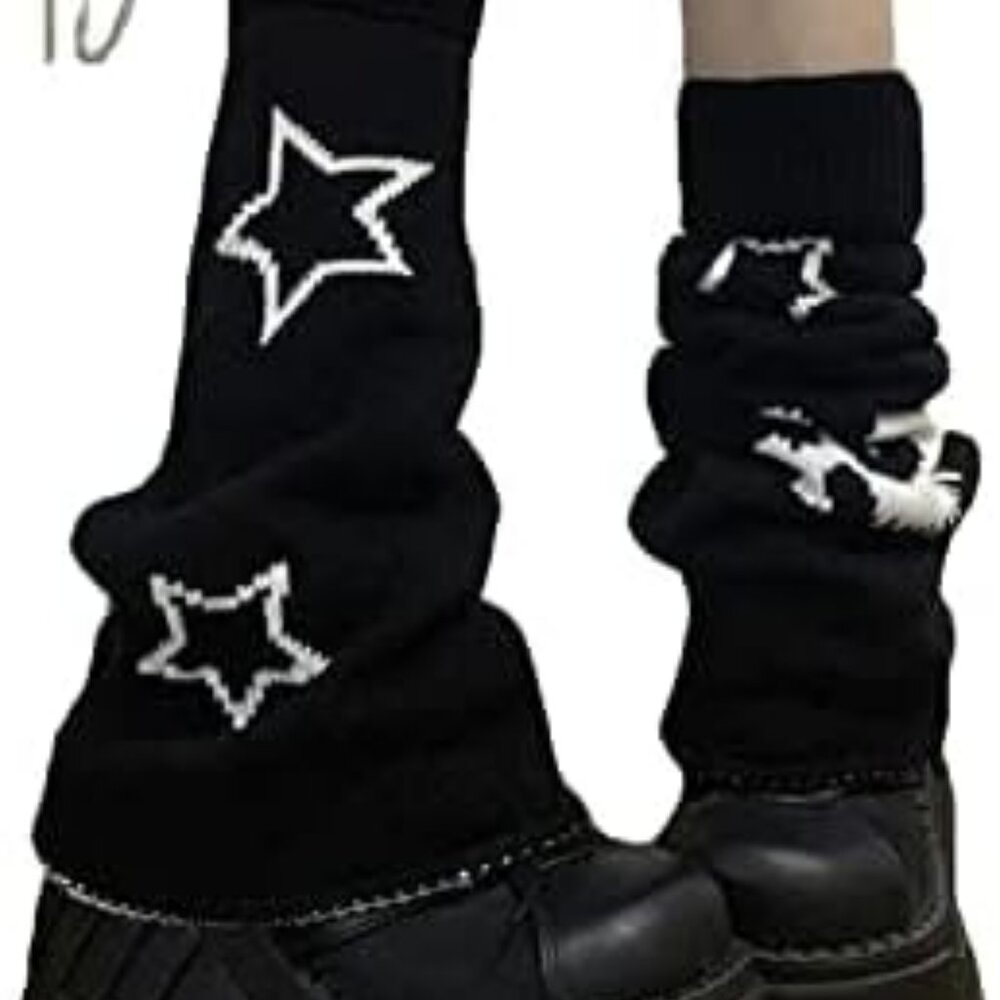 Y2K‎ Skull and Stary Knit Leg Warmers Punk Leg Covers